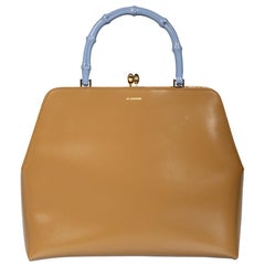 Jil Sander Brown Leder Goji Bamboo Top Handle Tasche