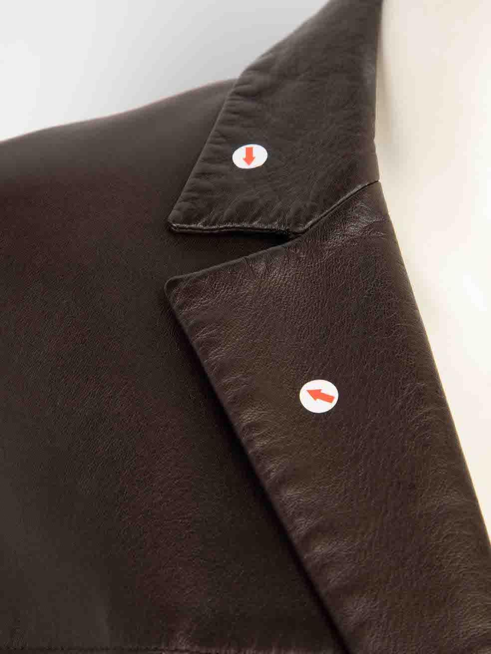 Women's Jil Sander Brown Leather Single Breasted Blazer Size M For Sale