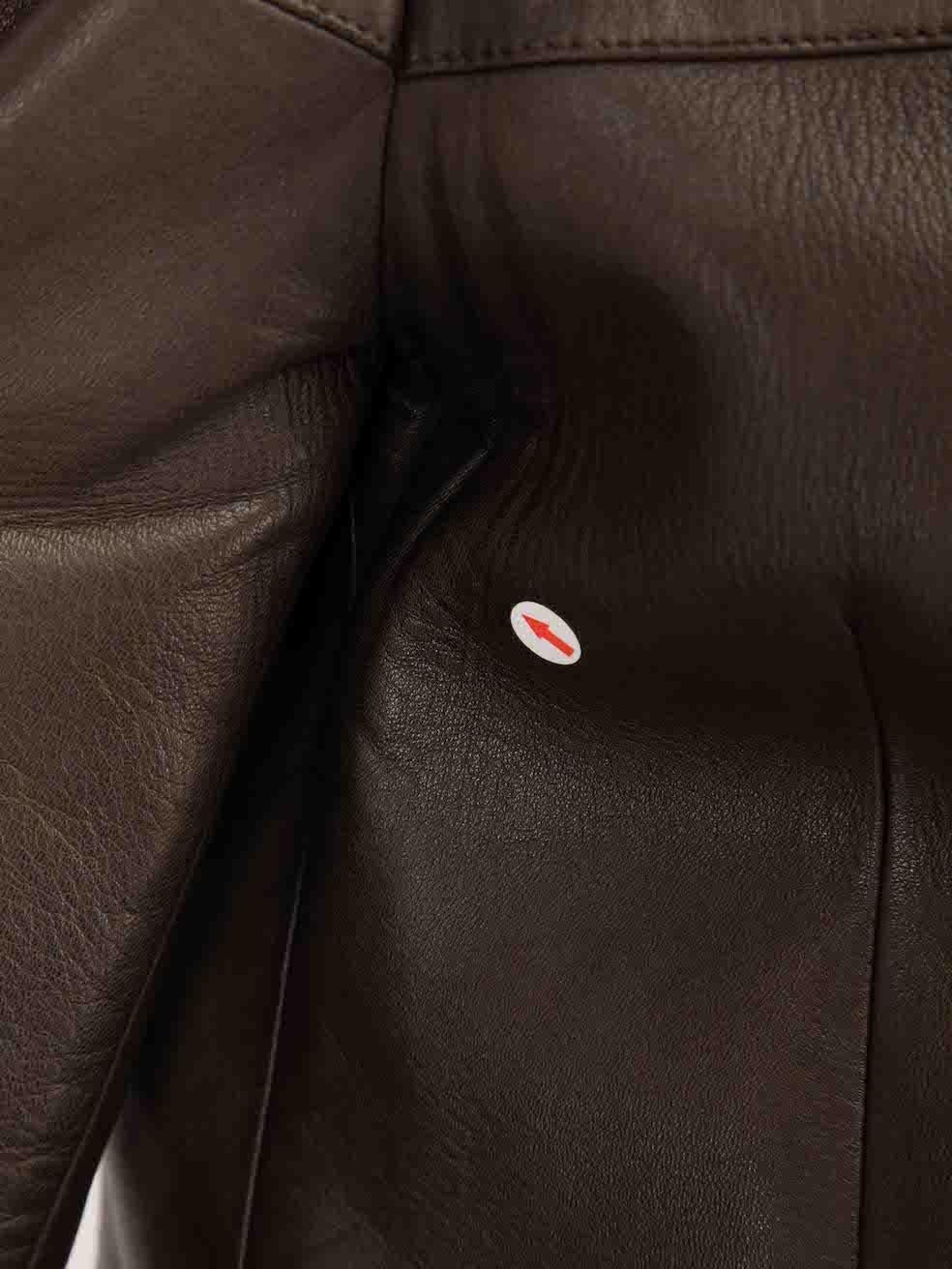 Jil Sander Brown Leather Single Breasted Blazer Size M For Sale 2