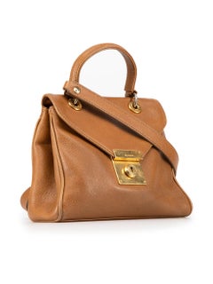 Jil Sander Brown Leather Top Handle Bag