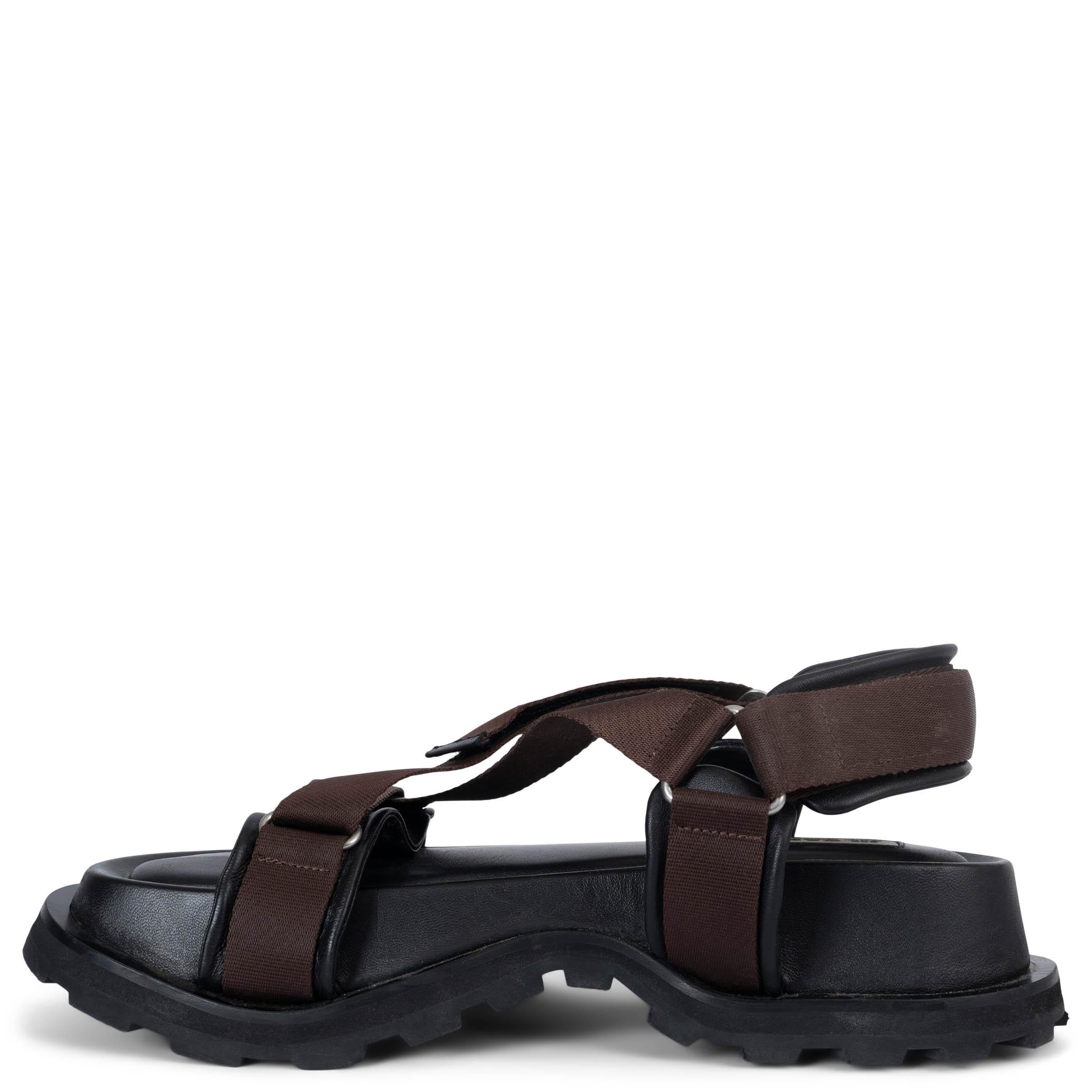 Nero Jil Sander, sandali da trekking con suola in nylon marrone, 39 in vendita
