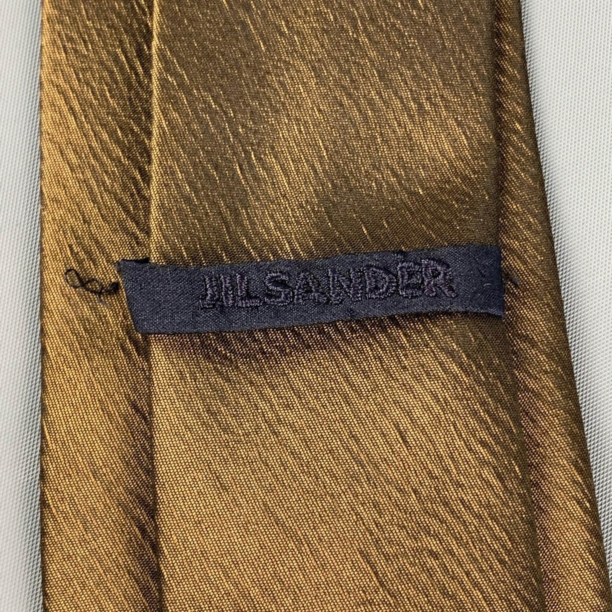 Men's JIL SANDER Brown Textured Silk Viscose Tie For Sale