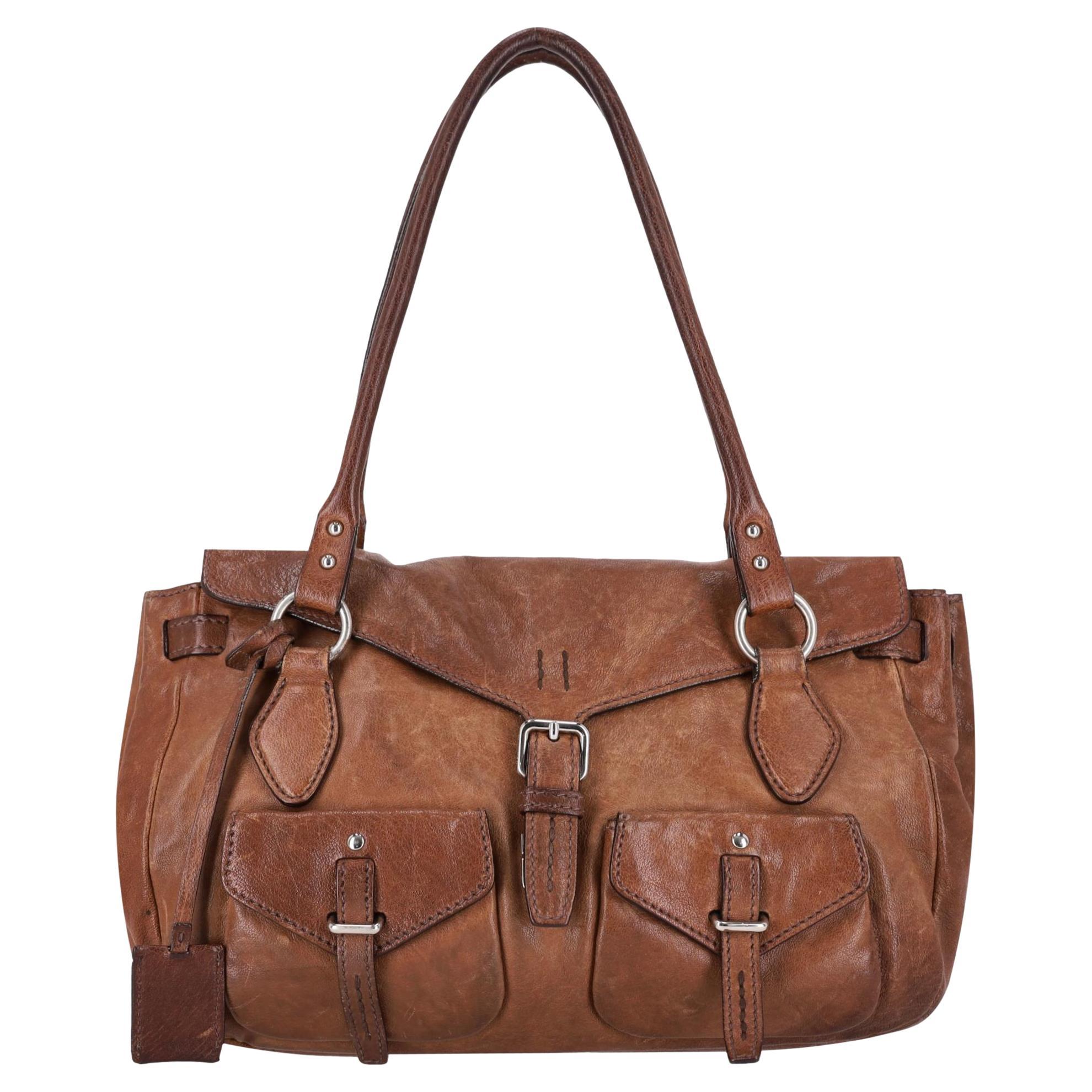 Jil Sander Leder-Umhängetasche mit Schnallendetail