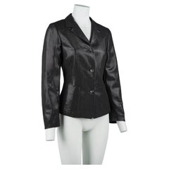 Jil Sander by Raf Simons Autunno/Inverno 2007 Giacca sartoriale nera luccicante Taglia XS