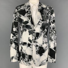 JIL SANDER by RAF SIMONS Fall 2008 Sze 44 Black White Marble Poliammide Coat