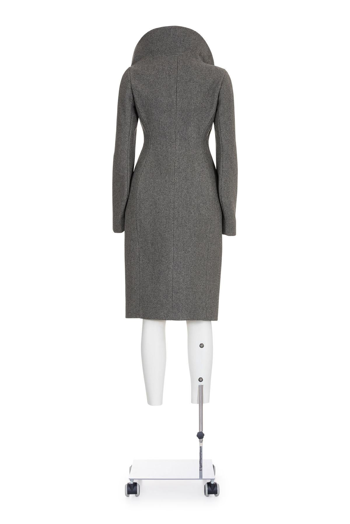 Gray JIL SANDER BY RAF SIMONS FW 09 Structured anatomical double zip coat in vendita