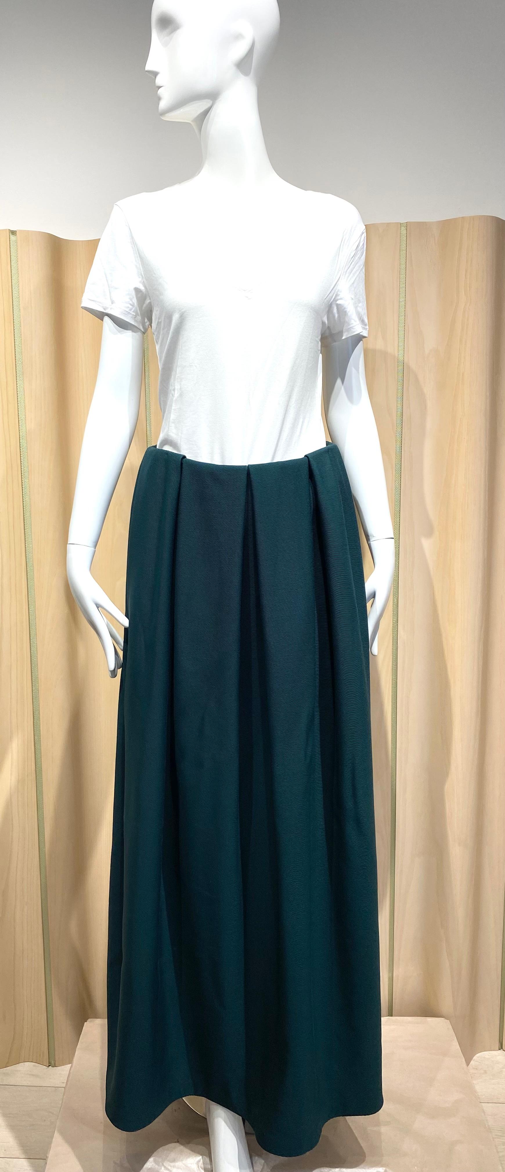 Jil Sander By Raf Simons Green Maxi Skirt In Excellent Condition For Sale In Beverly Hills, CA