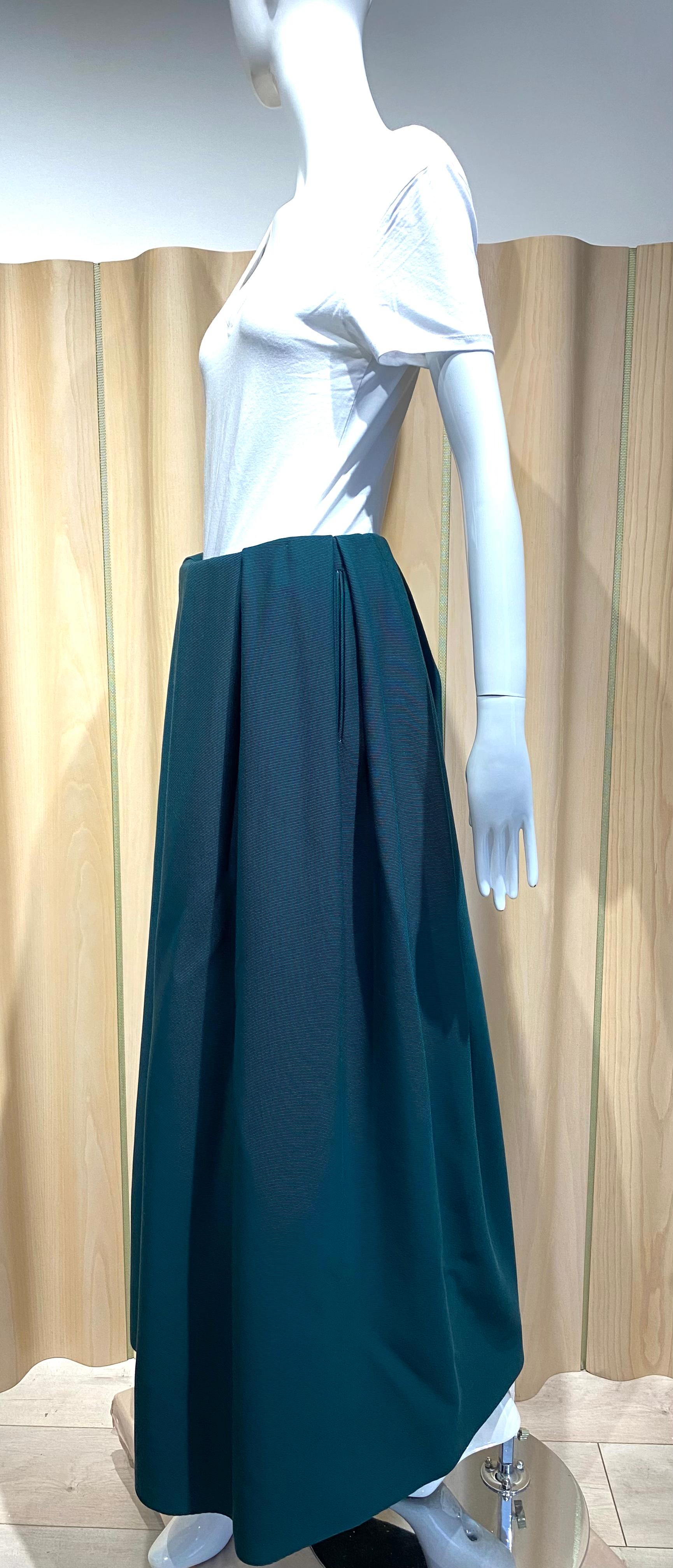 Jil Sander By Raf Simons Green Maxi Skirt For Sale 1