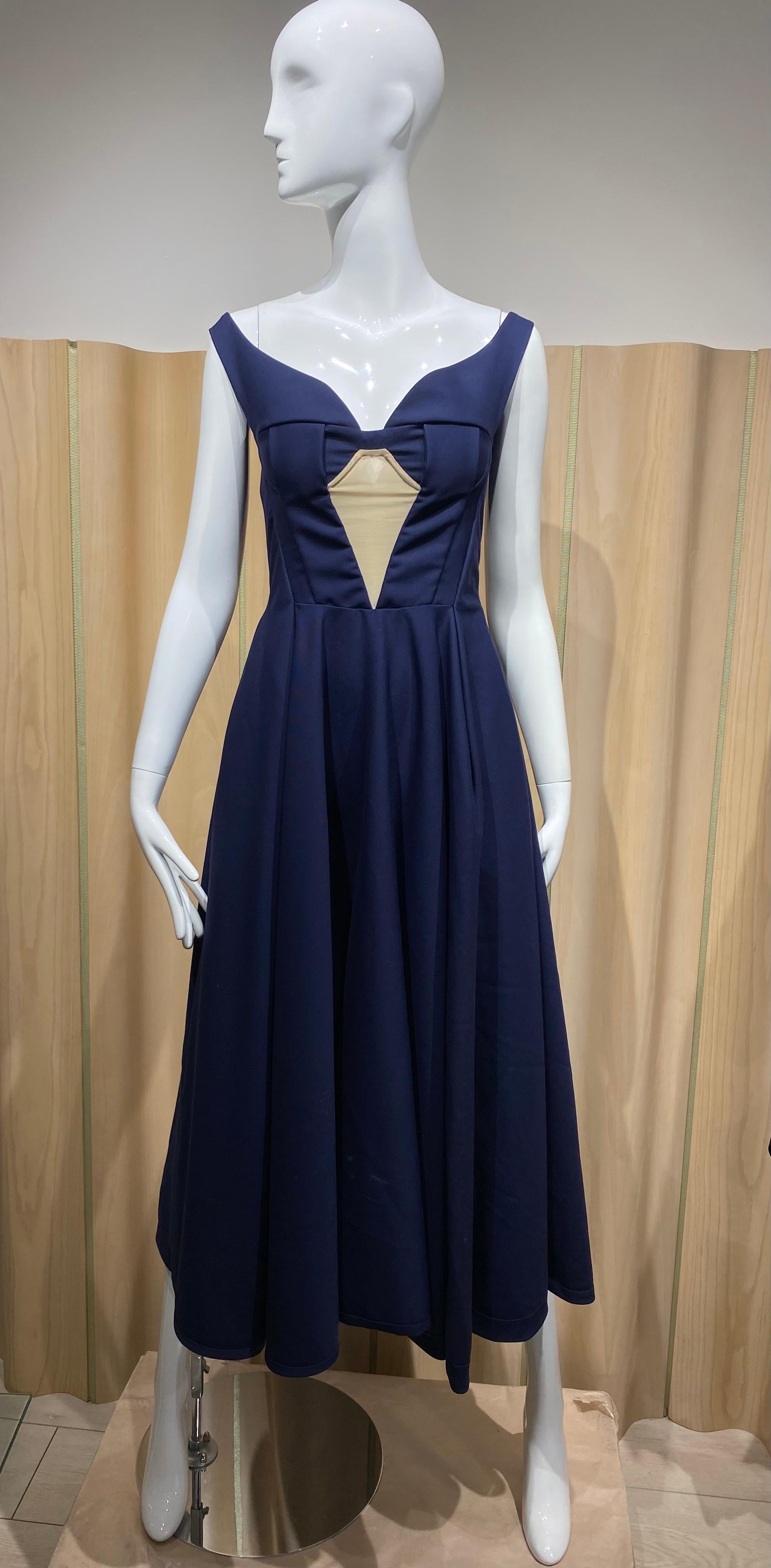 Jil Sander by Raf Simons Vestido de cóctel azul marino en Excelente estado para la venta en Beverly Hills, CA