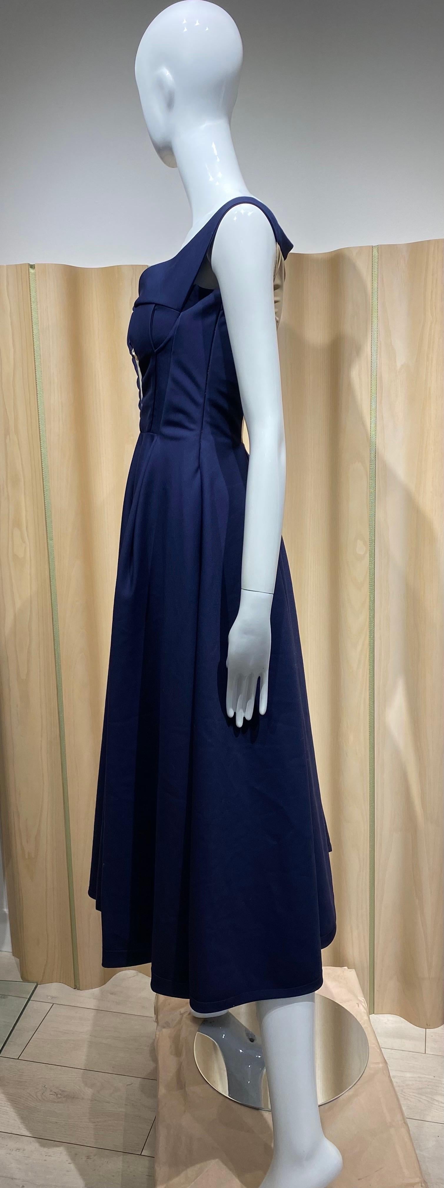 Jil Sander by Raf Simons Vestido de cóctel azul marino en venta 1