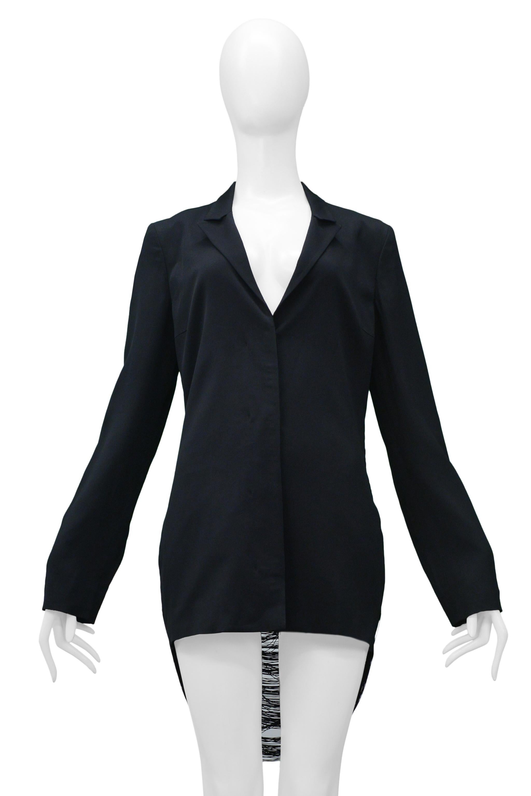 Black Jil Sander By Raf Simons Navy Fringe Blazer 2009 For Sale