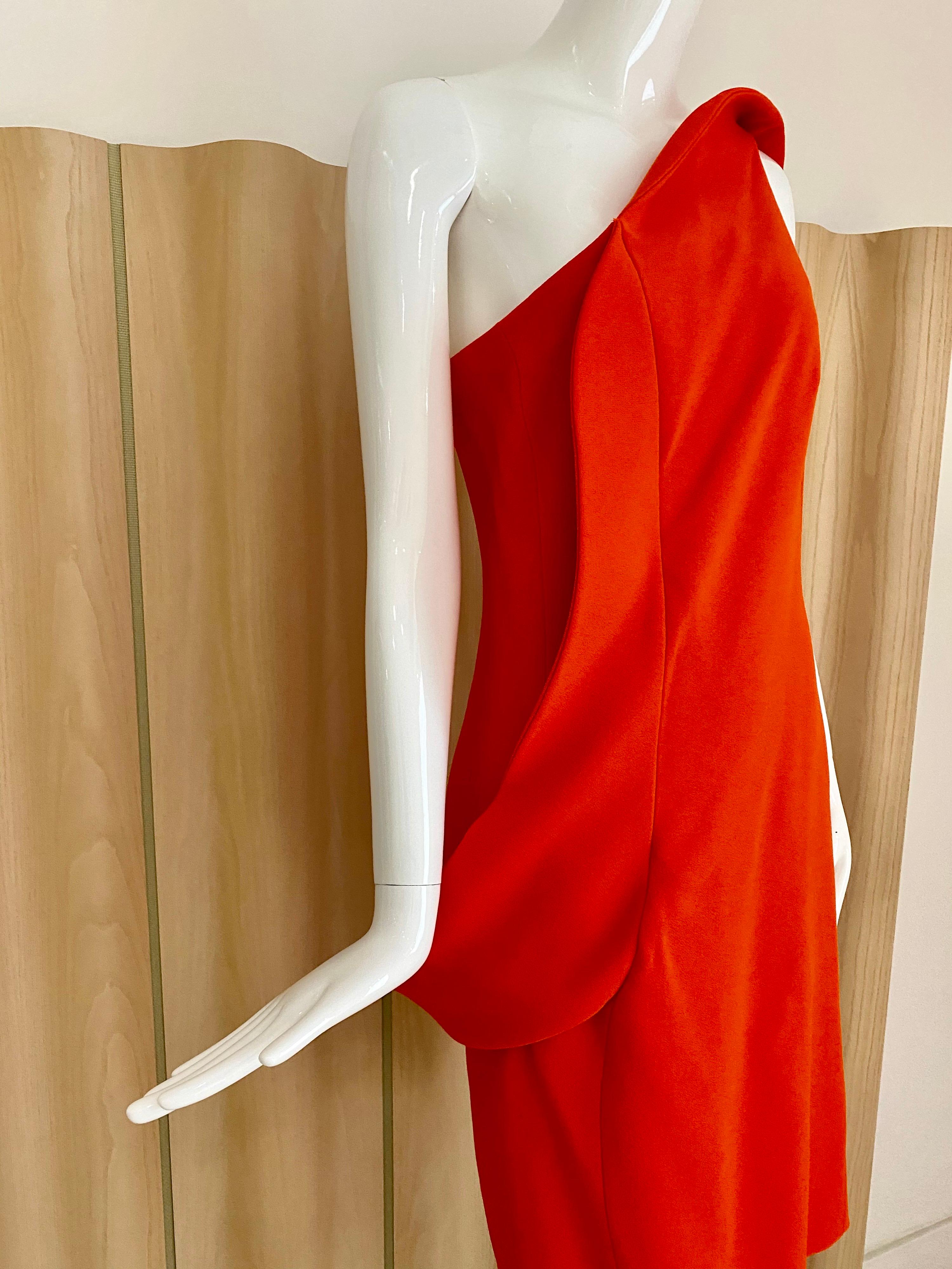Women's Jil Sander by Raf Simons Orange one shoulder cocktail dress