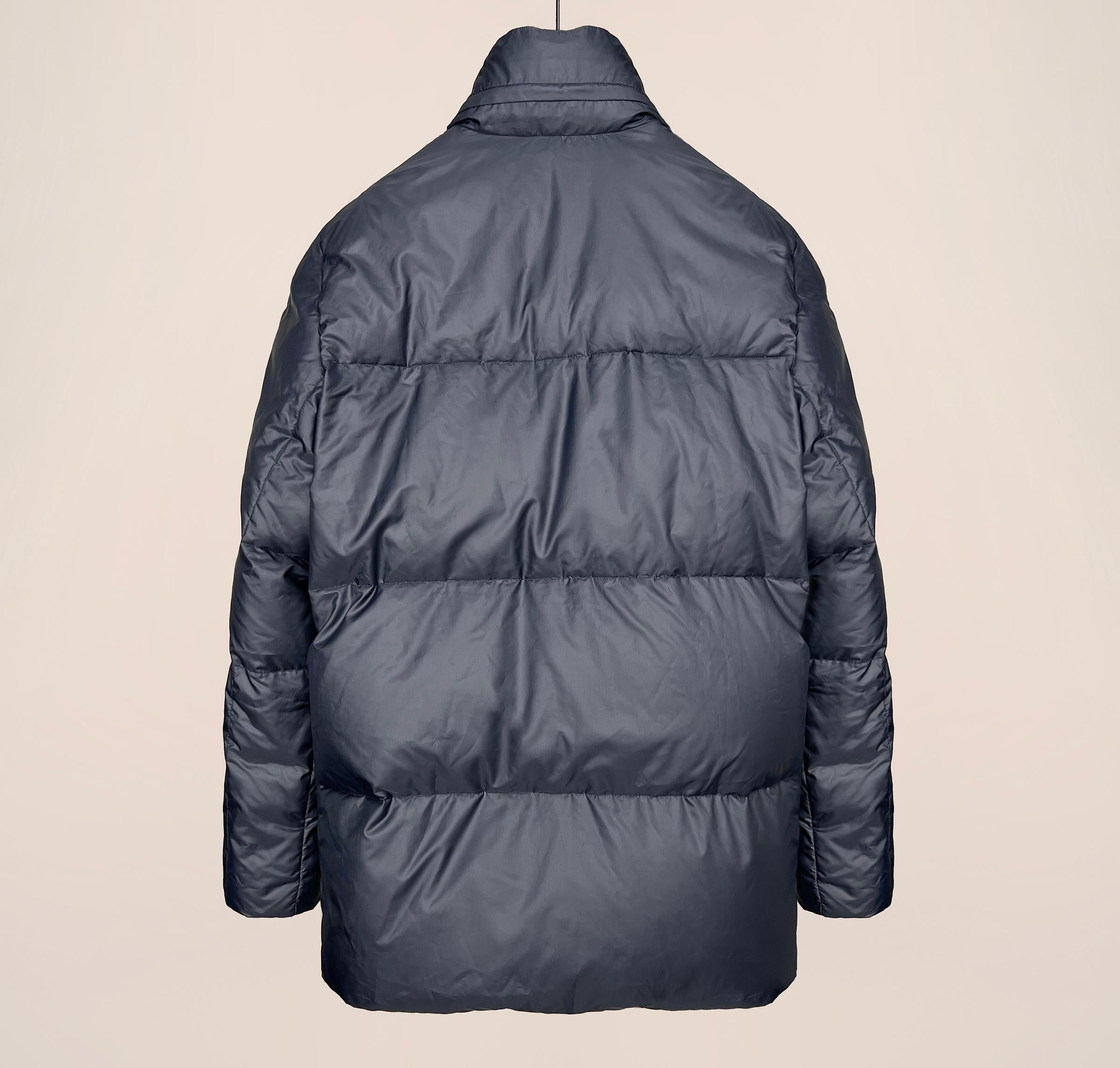 Nero Jil Sander by Raf Simons cappotto in vera piuma d'oca con zip in vendita