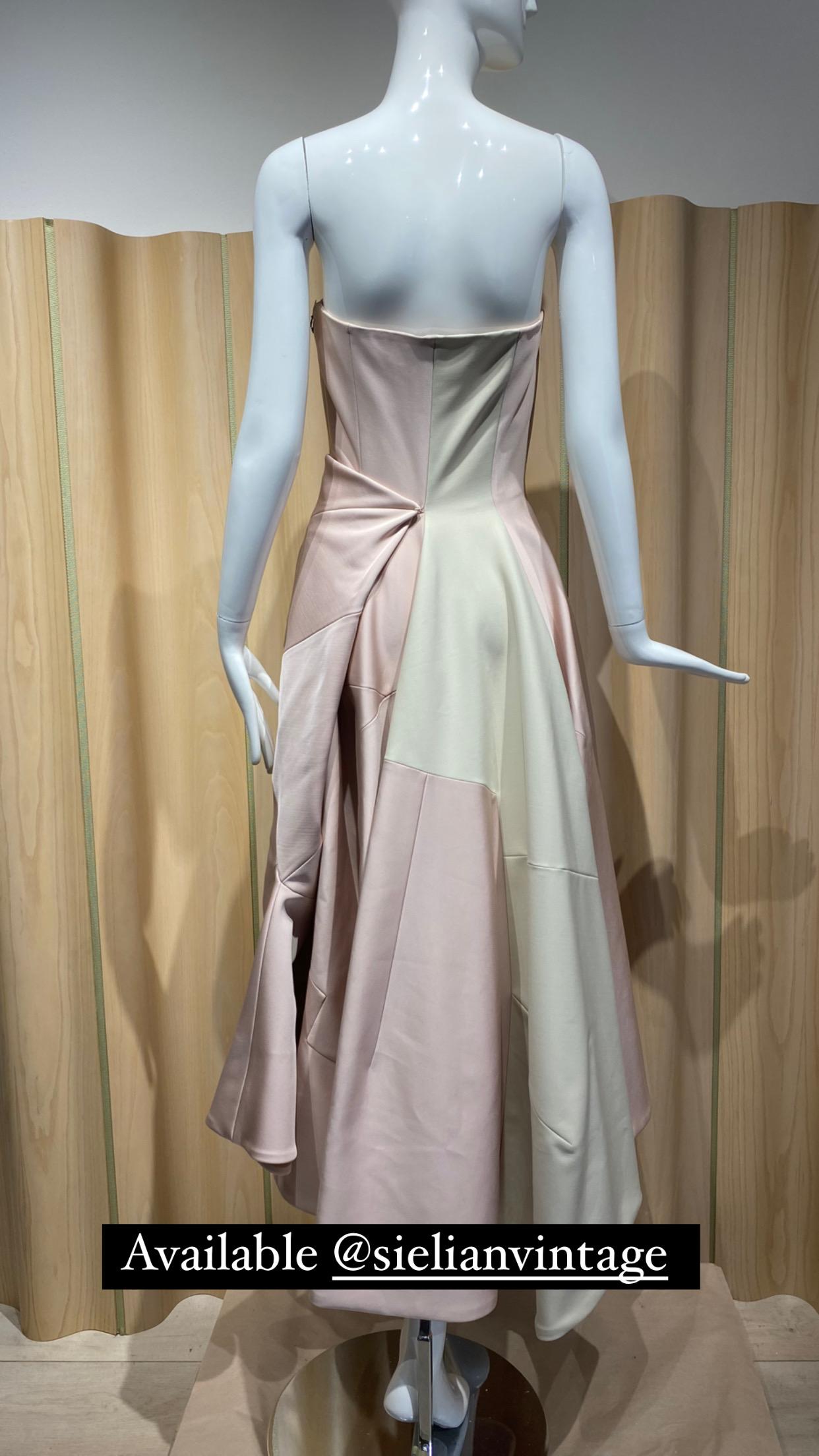 JIl Sander By Raf Simons Runway  Blush Pink and White Corset Strapless Gown In Excellent Condition For Sale In Beverly Hills, CA