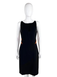 Jil Sander by Raf Simons S/S 2011 Black Wool Sheath Dress with Orange Cut-Out Pa