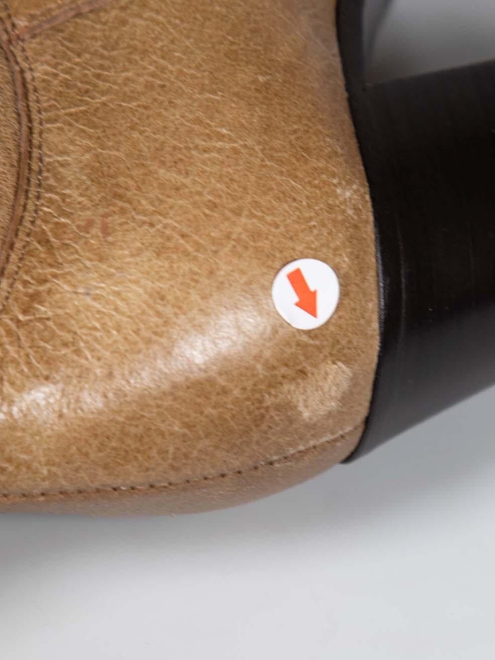 Jil Sander Kamelfarbene Shearling Kniehohe Stiefel aus Leder, Größe IT 38,5 3