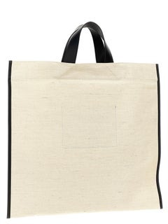 Jil Sander Canvas with Leather Trim Tote Bag — Beige