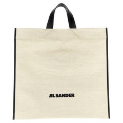 Jil Sander Canvas with Leather Trim Tote Bag — Beige