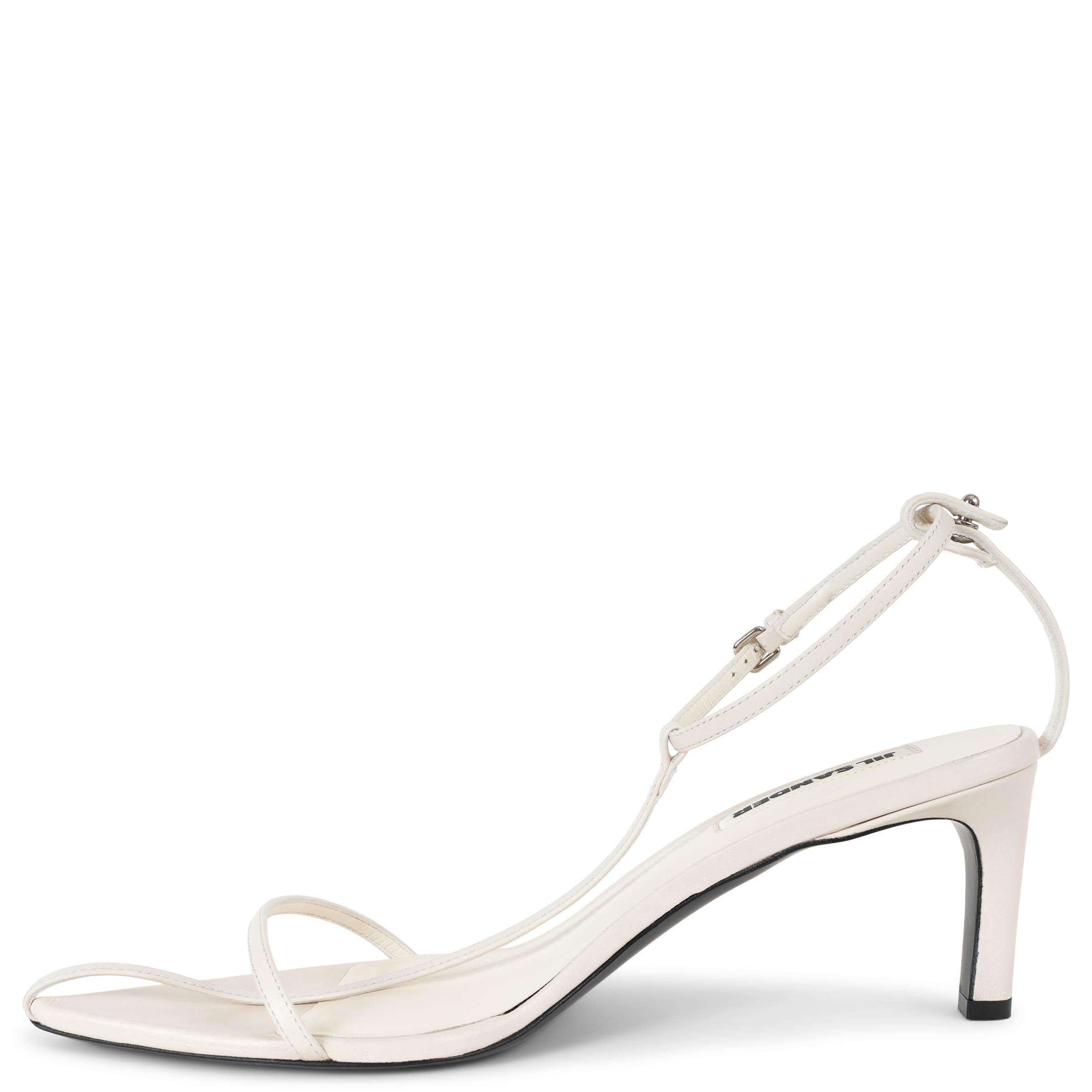 JIL SANDER Chalk Weißes Leder 2024 T-BAR Sandalen Schuhe 39 im Zustand „Hervorragend“ im Angebot in Zürich, CH