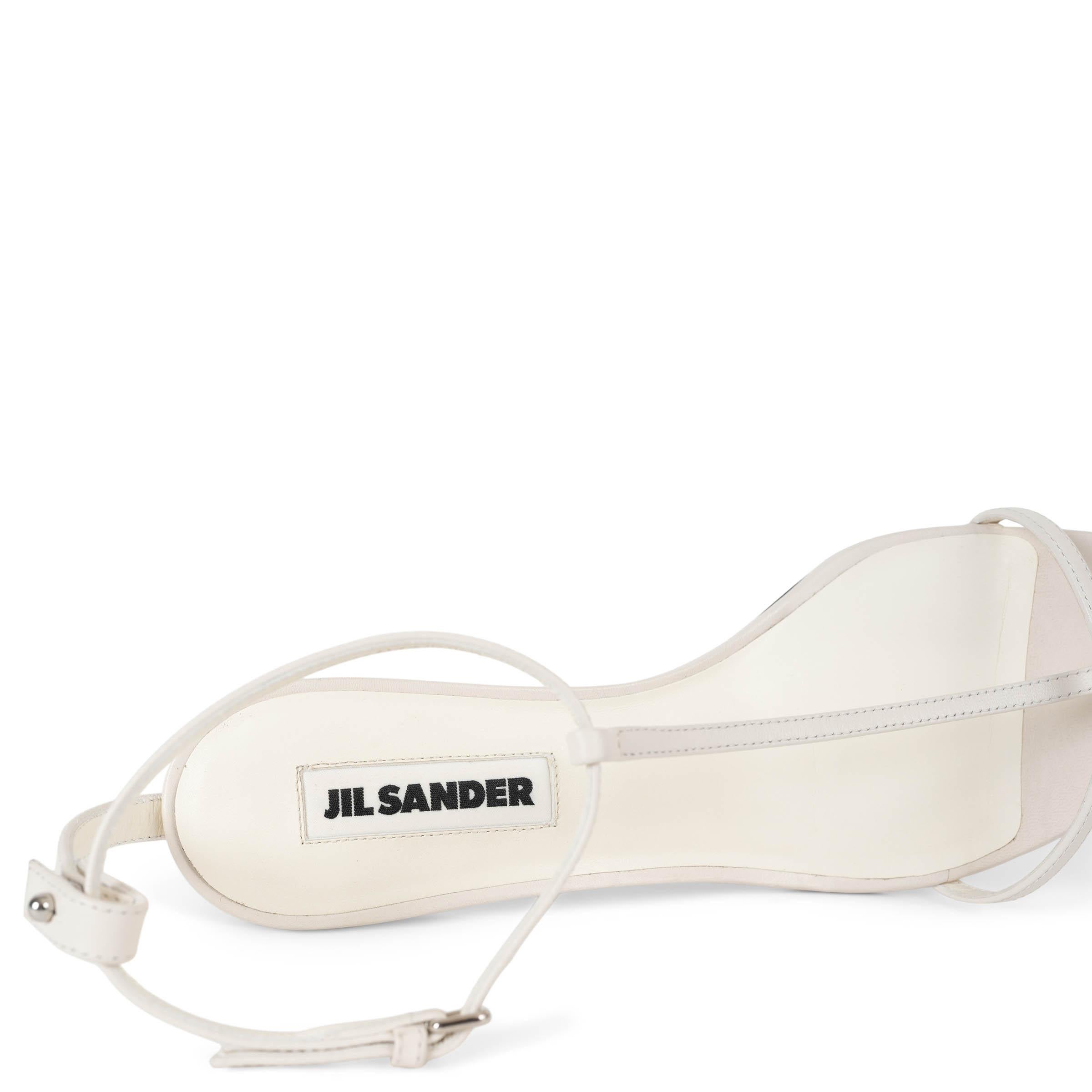 JIL SANDER Chalk Weißes Leder 2024 T-BAR Sandalen Schuhe 39 im Angebot 3
