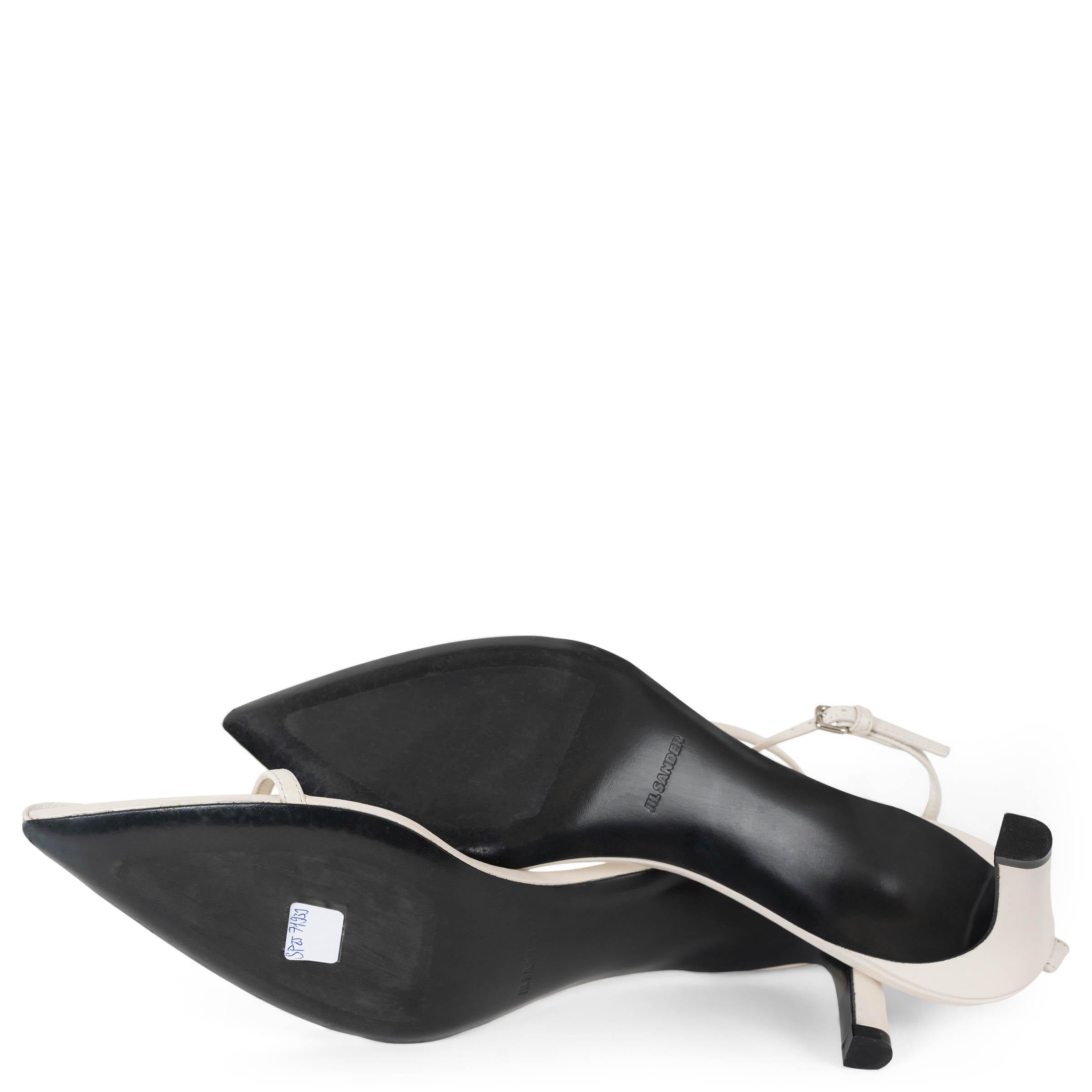 JIL SANDER Chalk Weißes Leder 2024 T-BAR Sandalen Schuhe 39 im Angebot 4