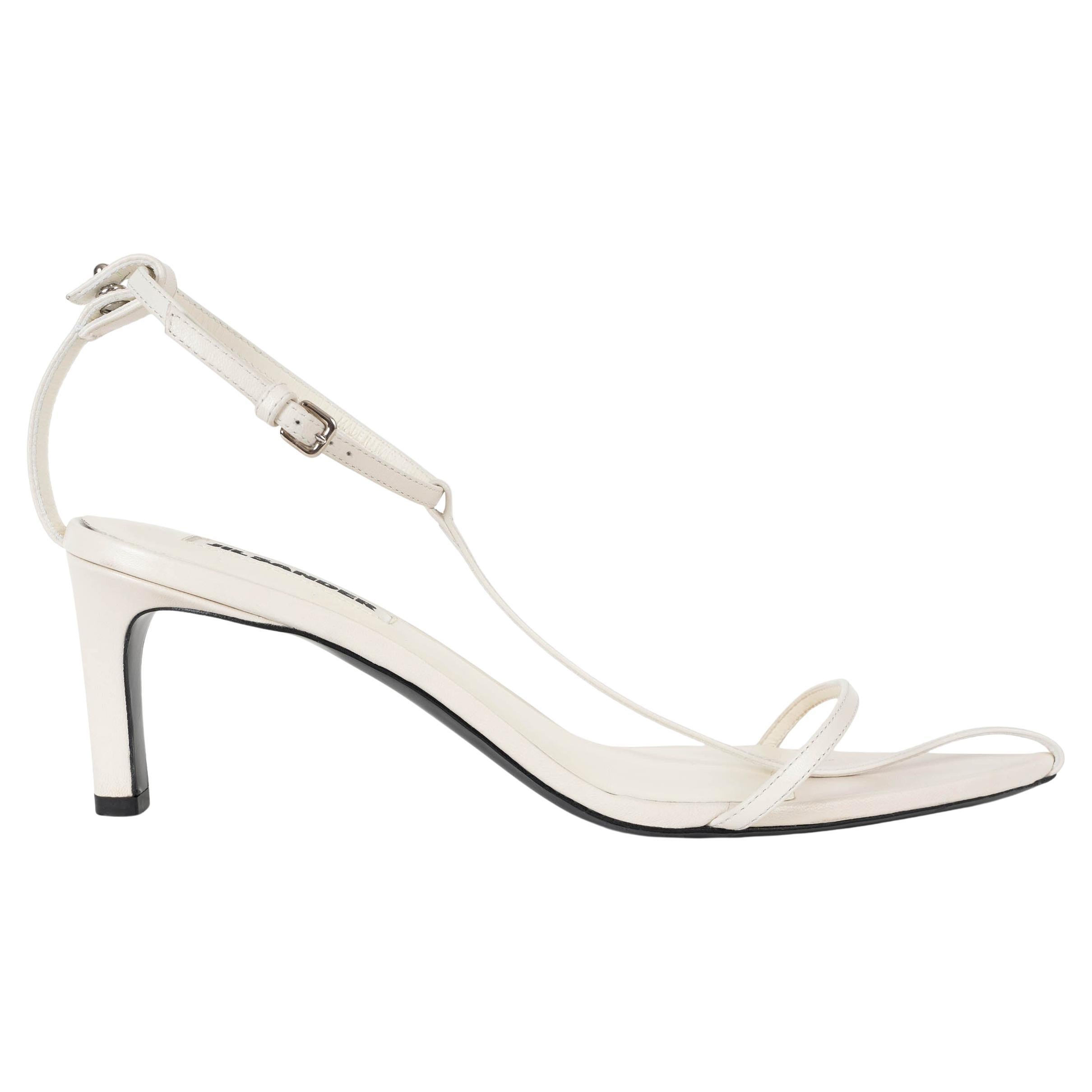 JIL SANDER Chalk white leather 2024 T-BAR Sandals Shoes 39