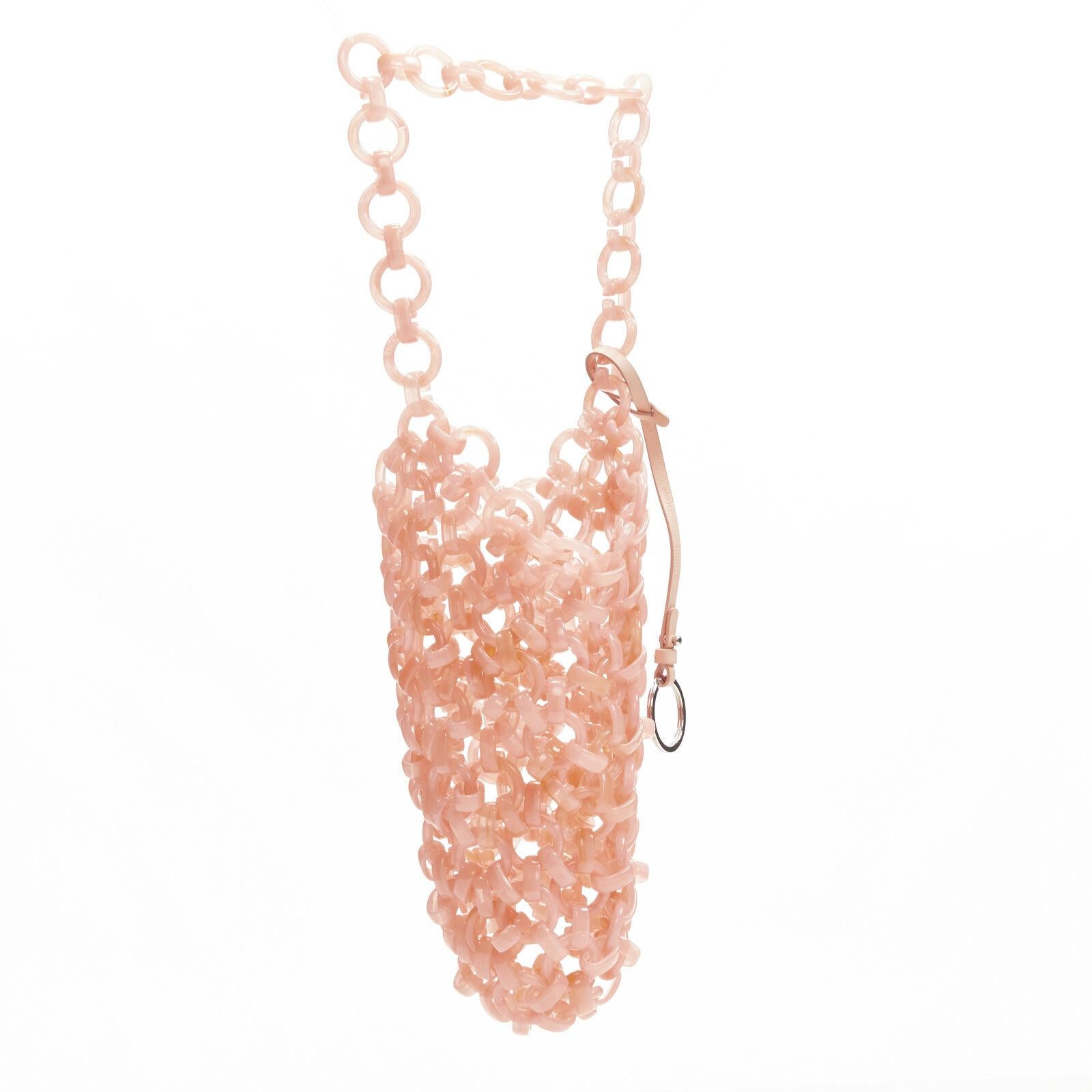 JIL SANDER coral pink chain link resin statement bag In New Condition In Hong Kong, NT