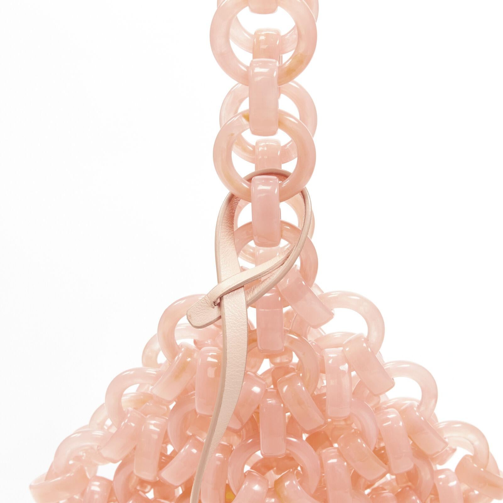 JIL SANDER coral pink chain link resin statement bag 3