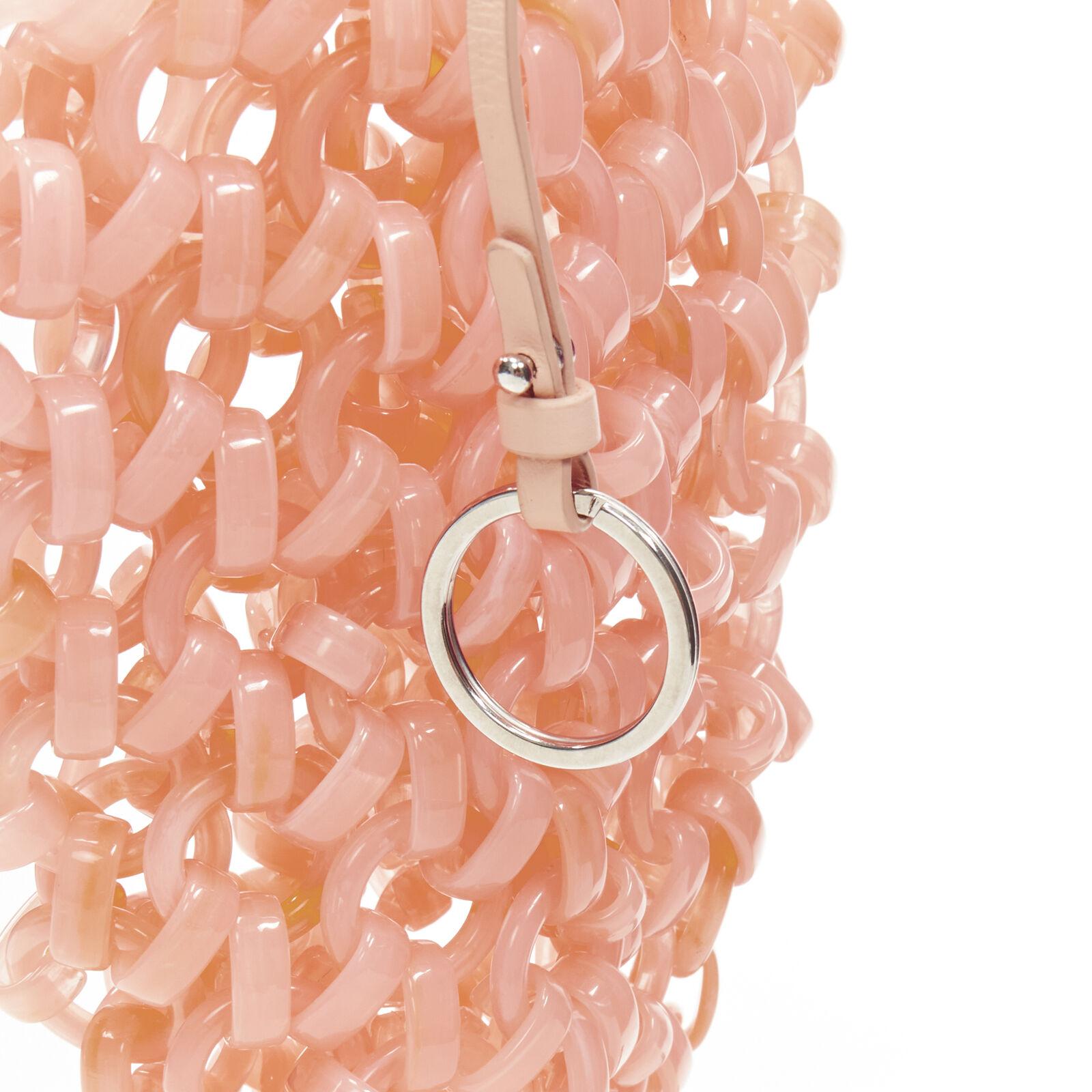 JIL SANDER coral pink chain link resin statement bag 4