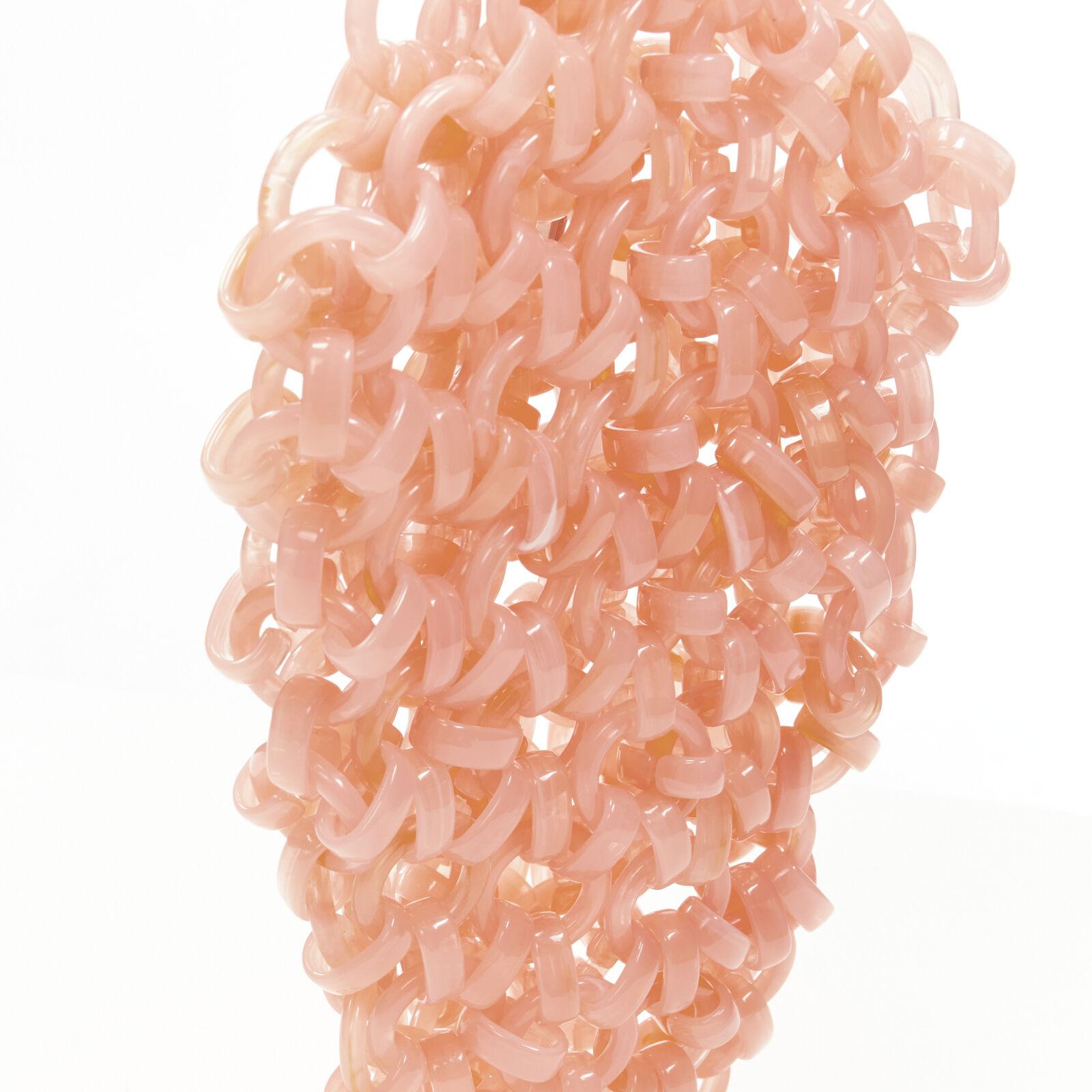 JIL SANDER coral pink chain link resin statement bag 5
