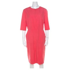 Jil Sander Coral Pink Cotton Zip Front Midi Dress M