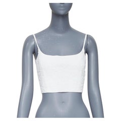 JIL SANDER+ cream 3D twist floral embroidery self tie crop top camisole FR36 S