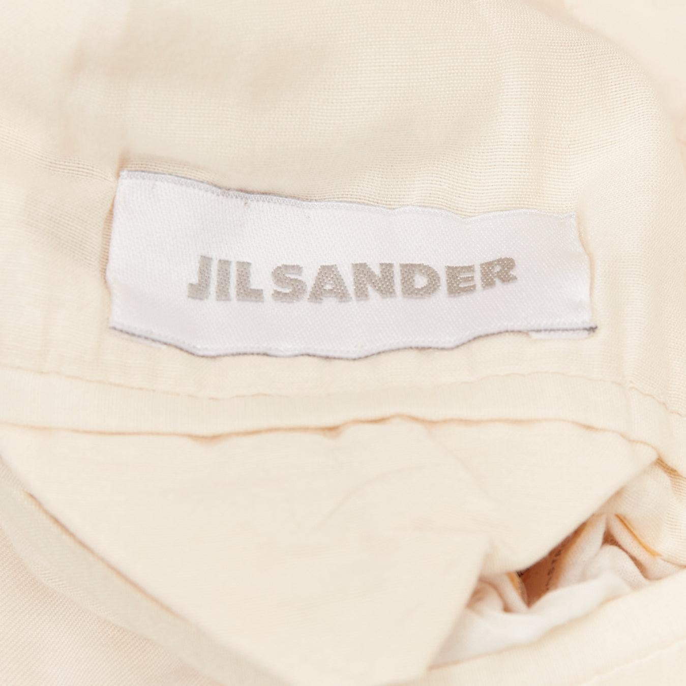 JIL SANDER cream cotton hand stitched lapel pocket single vent blazer IT46 S For Sale 5