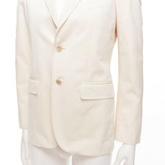 JIL SANDER cream cotton hand stitched lapel pocket single vent blazer IT46 S