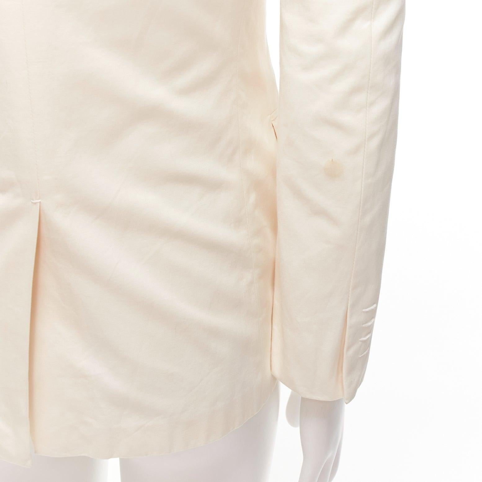 JIL SANDER cream cotton hand stitched lapel pocket single vent blazer IT46 S For Sale 4