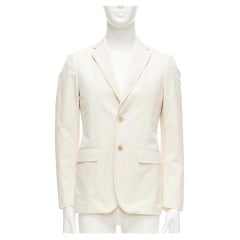 JIL SANDER cream cotton hand stitched lapel pocket single vent blazer IT46 S