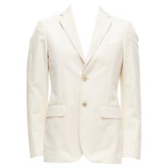JIL SANDER Cremefarbener Blazer aus Baumwolle mit handgenähter Reverstasche IT46 S