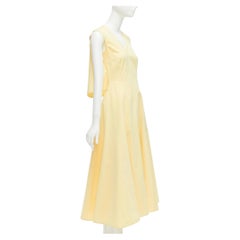 JIL SANDER cremefarbenes Baumwoll-Seiden-Cape Rückenausschnitt V-Ausschnitt Aline Midikleid FR32 XXS
