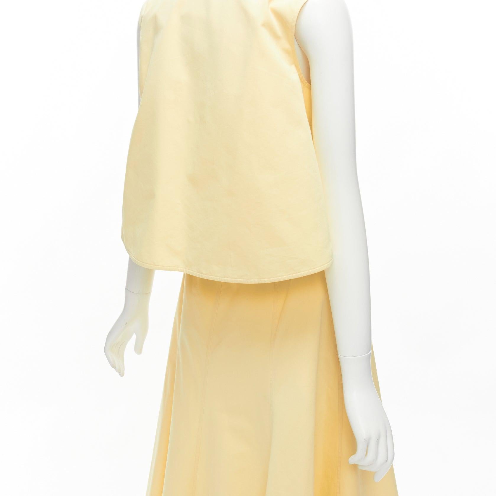 Orange JIL SANDER cream cotton silk cape back cut out V-neck Aline midi dress FR32 XXS For Sale