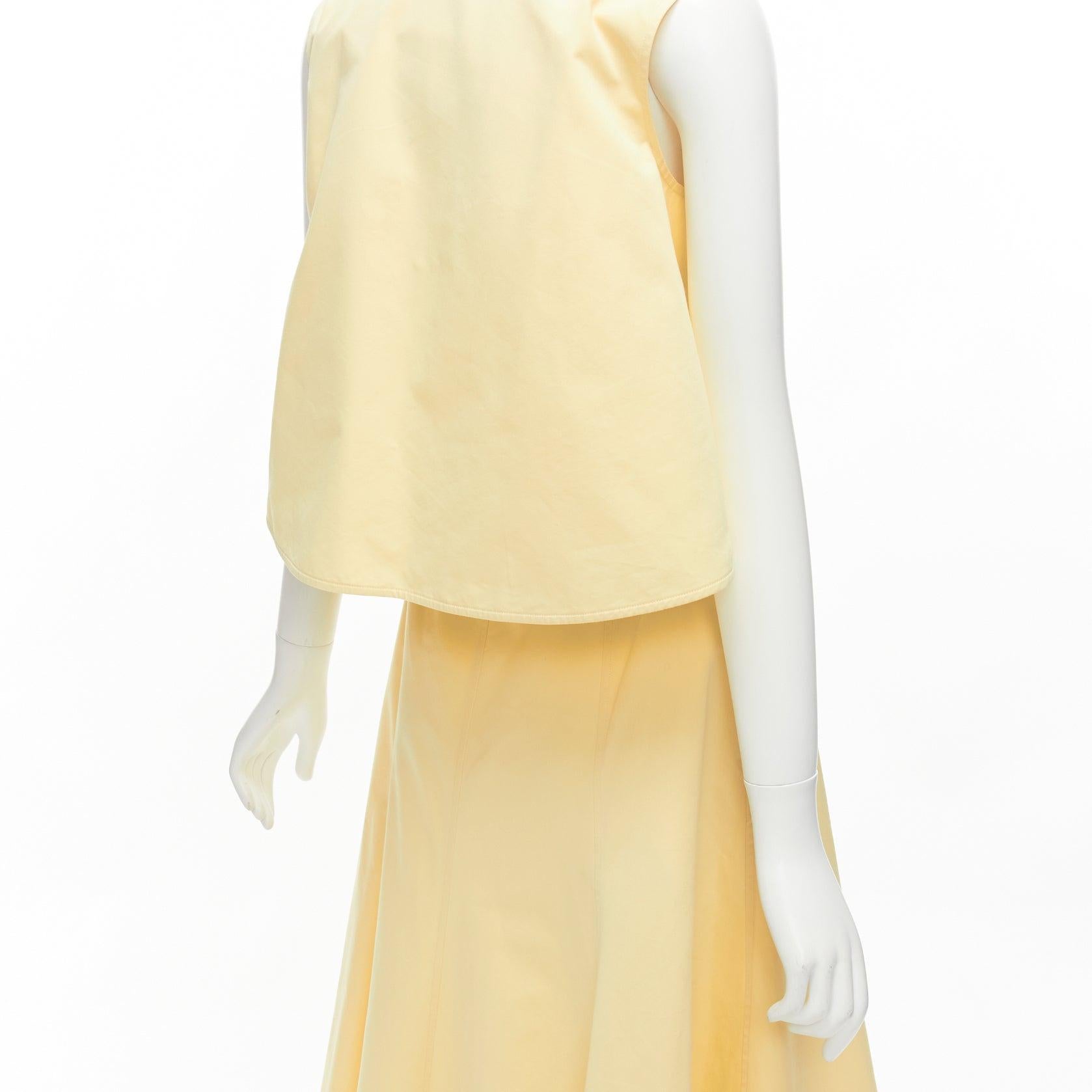JIL SANDER cream cotton silk cape back cut out V-neck Aline midi dress FR32 XXS In Excellent Condition For Sale In Hong Kong, NT
