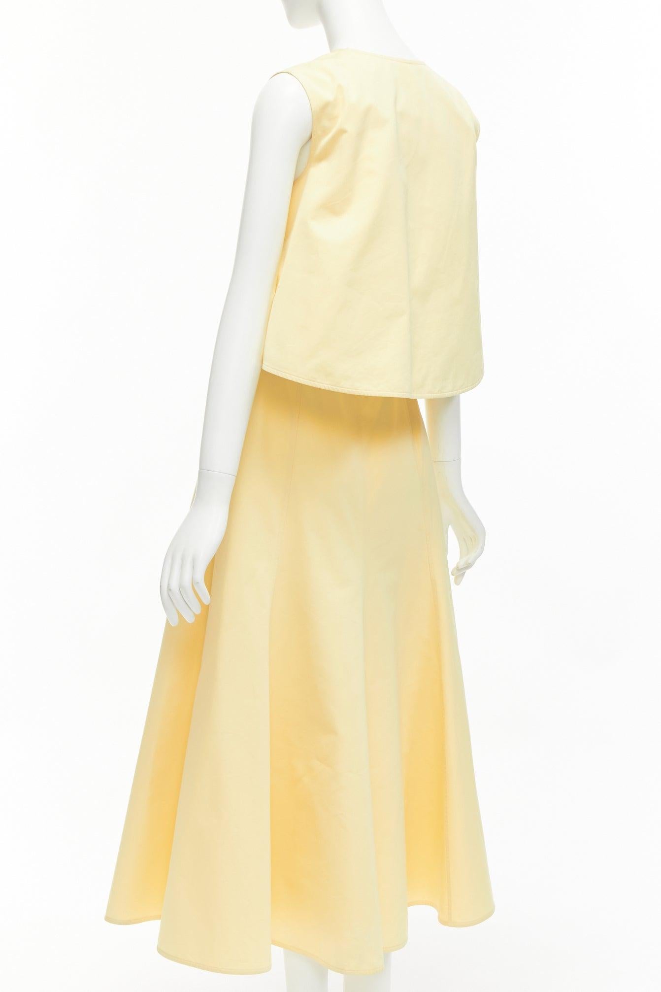 JIL SANDER cream cotton silk cape back cut out V-neck Aline midi dress FR32 XXS For Sale 2