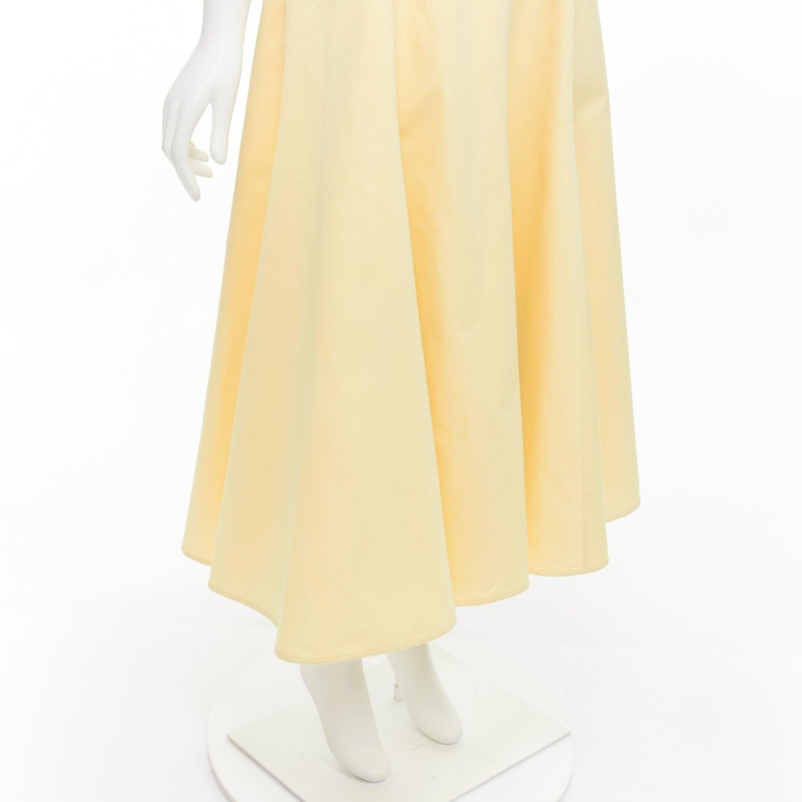 JIL SANDER cream cotton silk cape back cut out V-neck Aline midi dress FR32 XXS For Sale 3