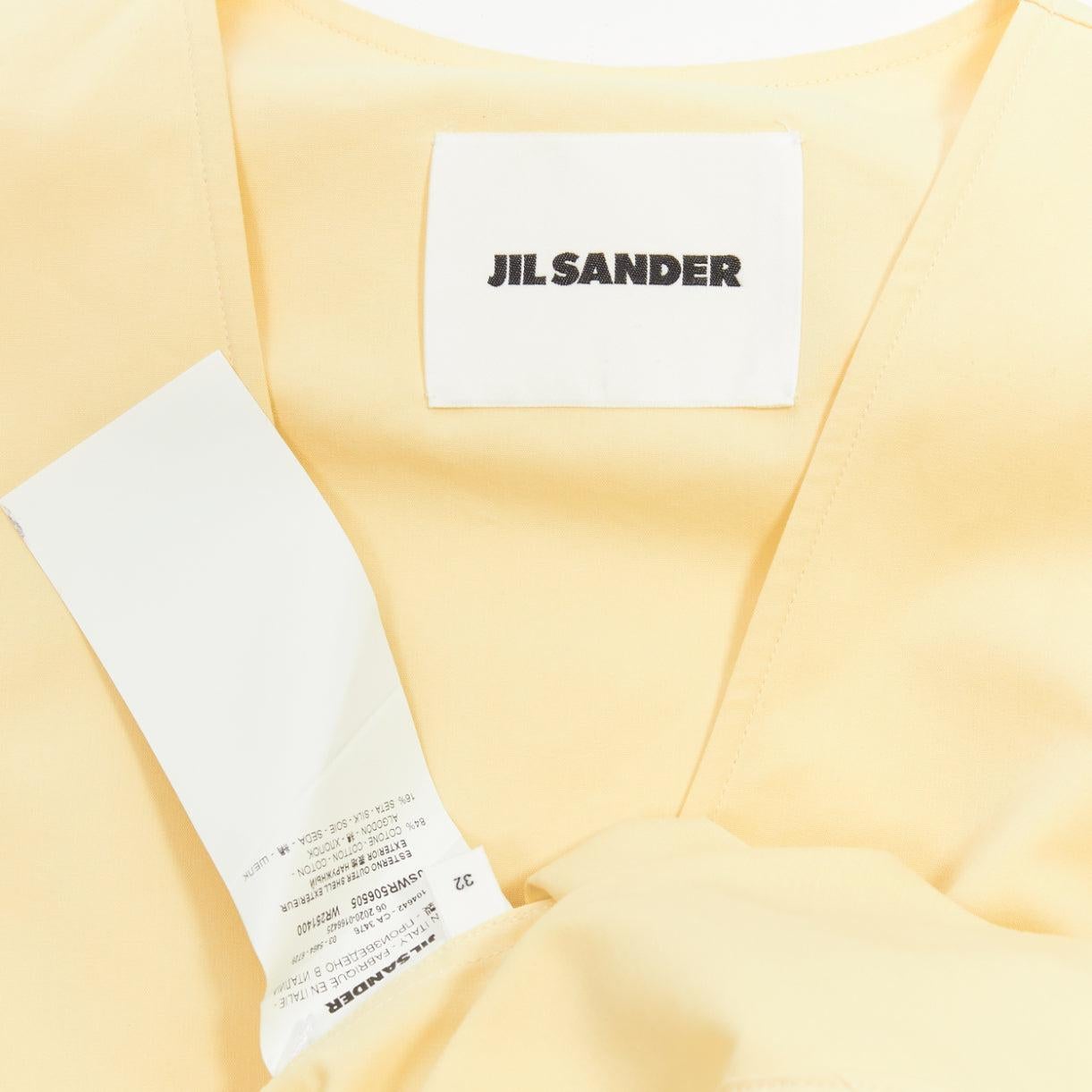 JIL SANDER cream cotton silk cape back cut out V-neck Aline midi dress FR32 XXS For Sale 4