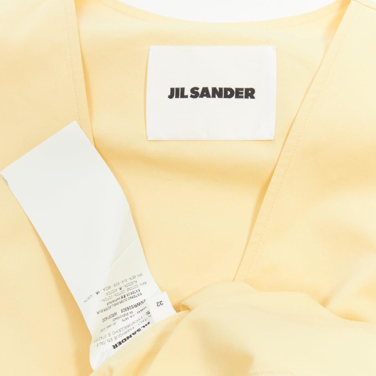 JIL SANDER cream cotton silk cape back cut out V-neck Aline midi dress FR32 XXS For Sale 5