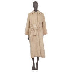 JIL SANDER cream mohair 2020 OVERSIZED BELTED Coat Jacket 32 XXS XS