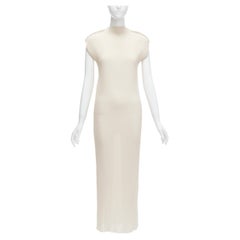 JIL SANDER Robe midi minimale à volants et épaules plissées couleur crème XS