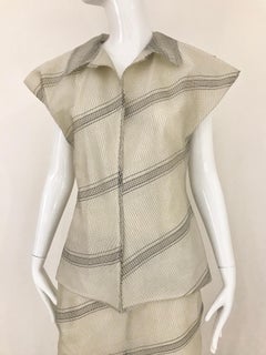 Jil Sander - Ensemble haut et jupe noir et crème par Raf Simons