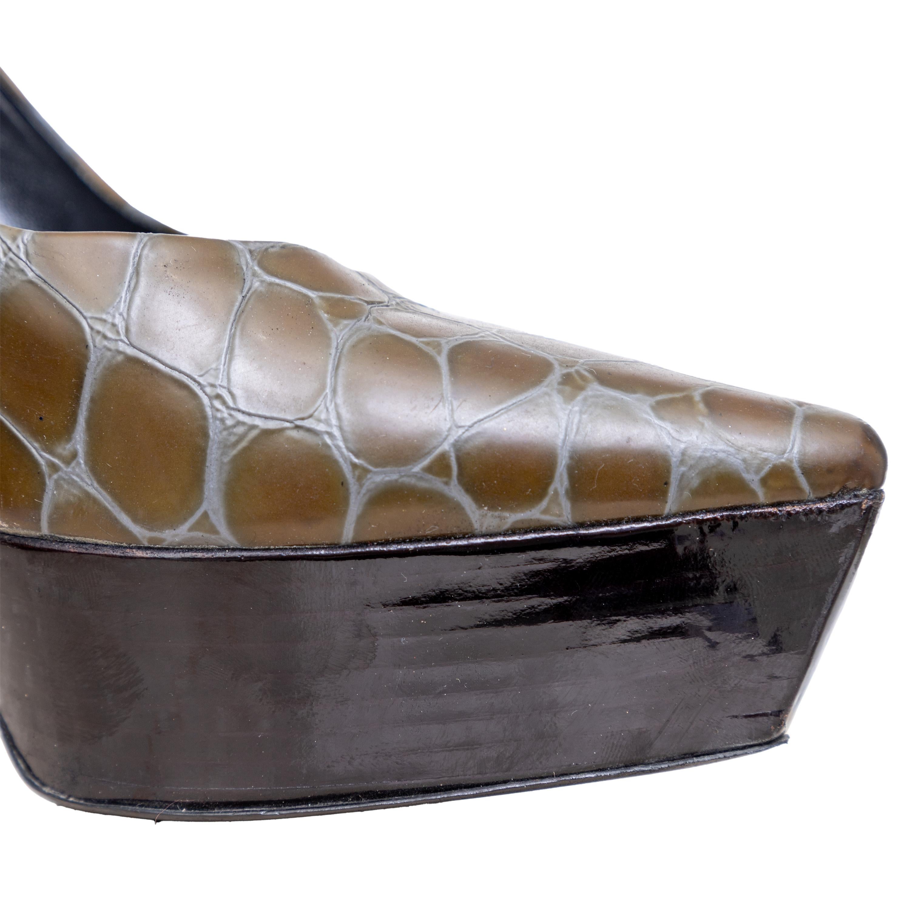 Jil Sander Crocodile Print Pumps - '10s 6