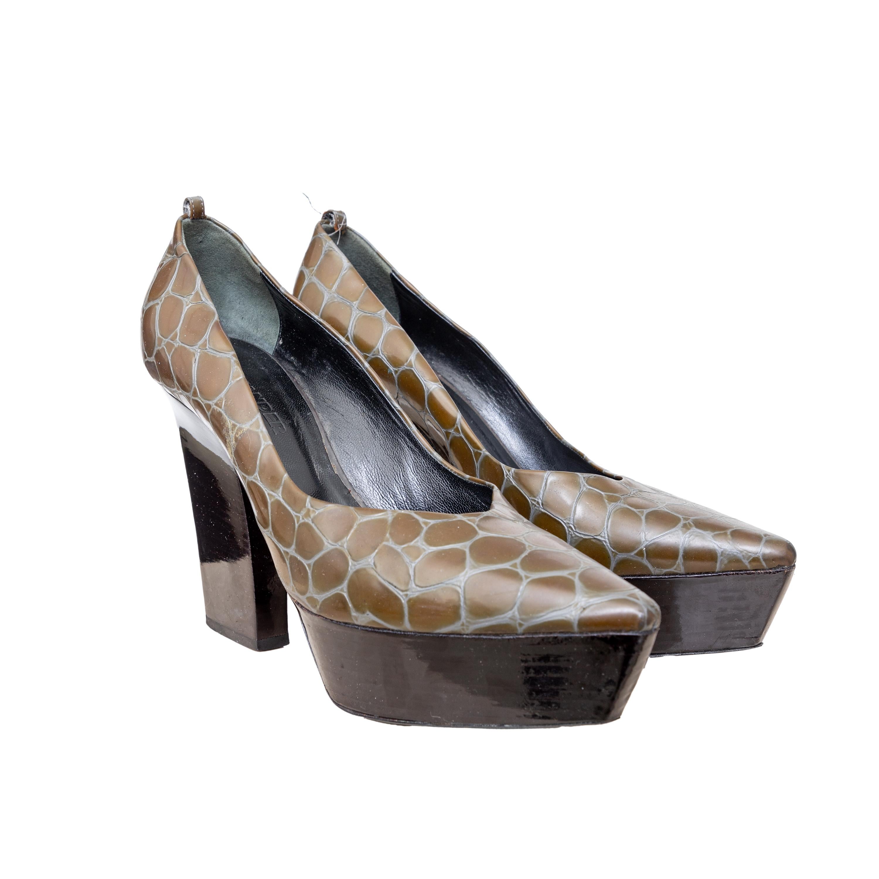 Jil Sander Crocodile Print Pumps - '10s 1