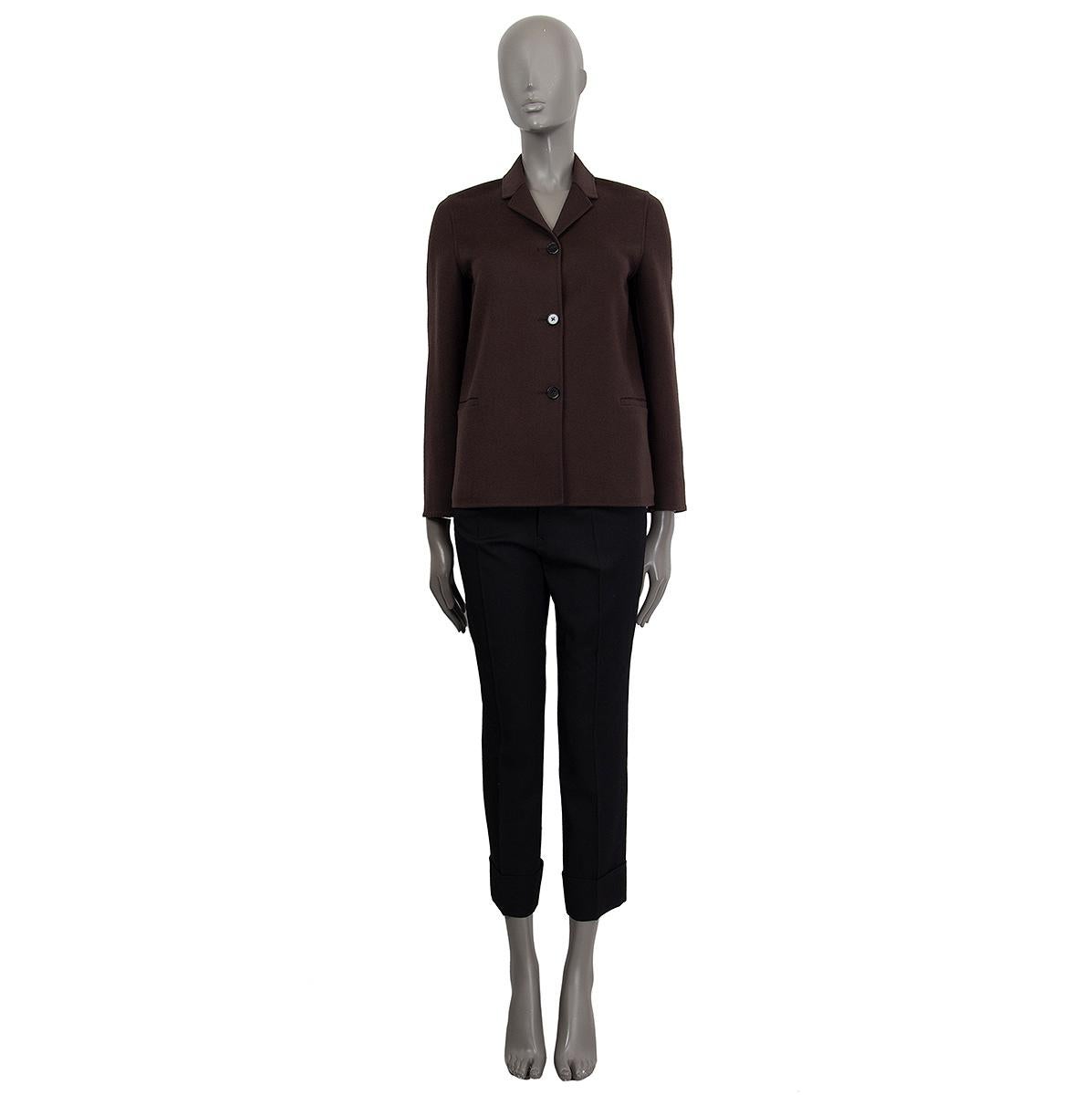 100% authentic Jil Sander blazer in brown cashmere (100%). Two open pockets on the front. Opens with three buttons on the front. Unlined. Has been worn and is in excellent condition.

Measurements
Tag Size	34
Size	XS
Shoulder Width	40cm